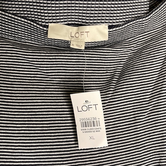 NEW LOFT Off Shoulder Knit Top Womens Large XL White Blue Striped Casual - Picture 6 of 8